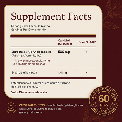 Nuital ™ | Extracto de ajo envejecido : reduce la presión arterial de forma natural.