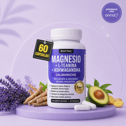 NUITAL®️ MAGNESIO CalmaNoche - Apaga tu mente. Baja la ansiedad. Dormí mejor